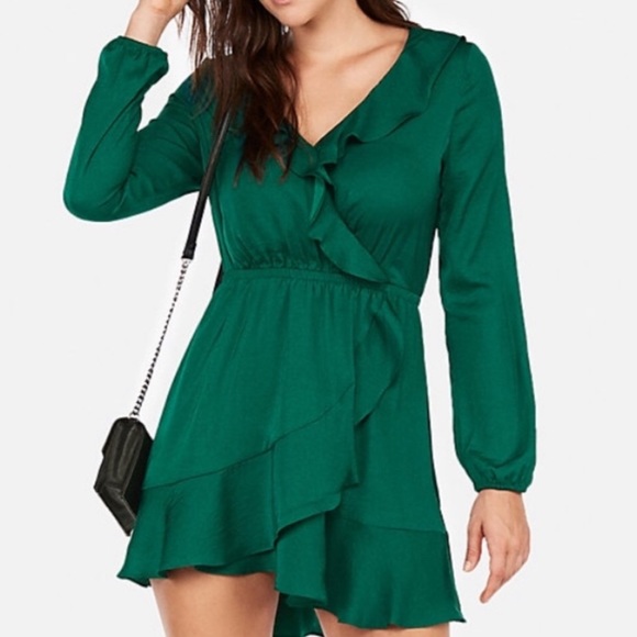 Express Dresses & Skirts - LAST CHANCE ❤️ Express green ruffle wrap dress